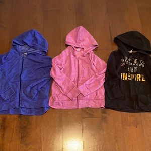 Lot of 3 Girls Old Navy Zip Up Hoodies. Size 8.